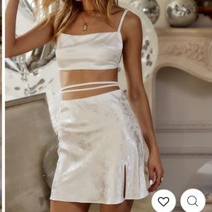 12th Tribe MELANIE WHITE TANK TOP + WILLOW WHITE JACQUARD SKIRT